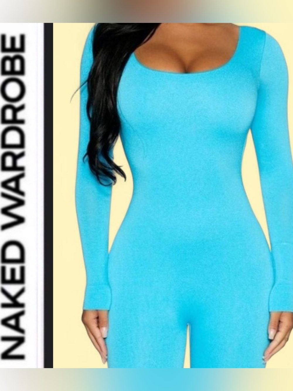 Naked Wardrobe🩵 ocean blue  Long Sleeve Jumpsuit